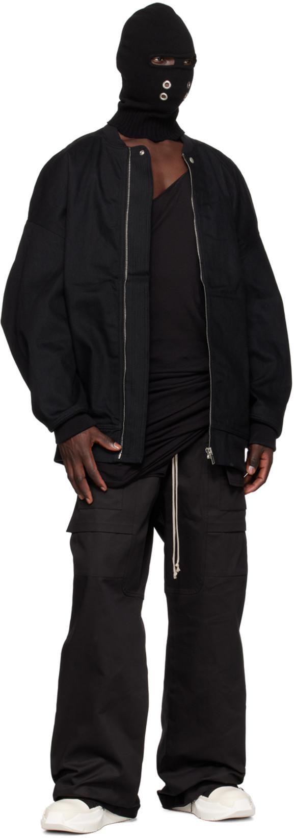RICK OWENS DRKSHDW Creatch Wide-leg Cotton-blend Canvas Drawstring Cargo Trousers In Black