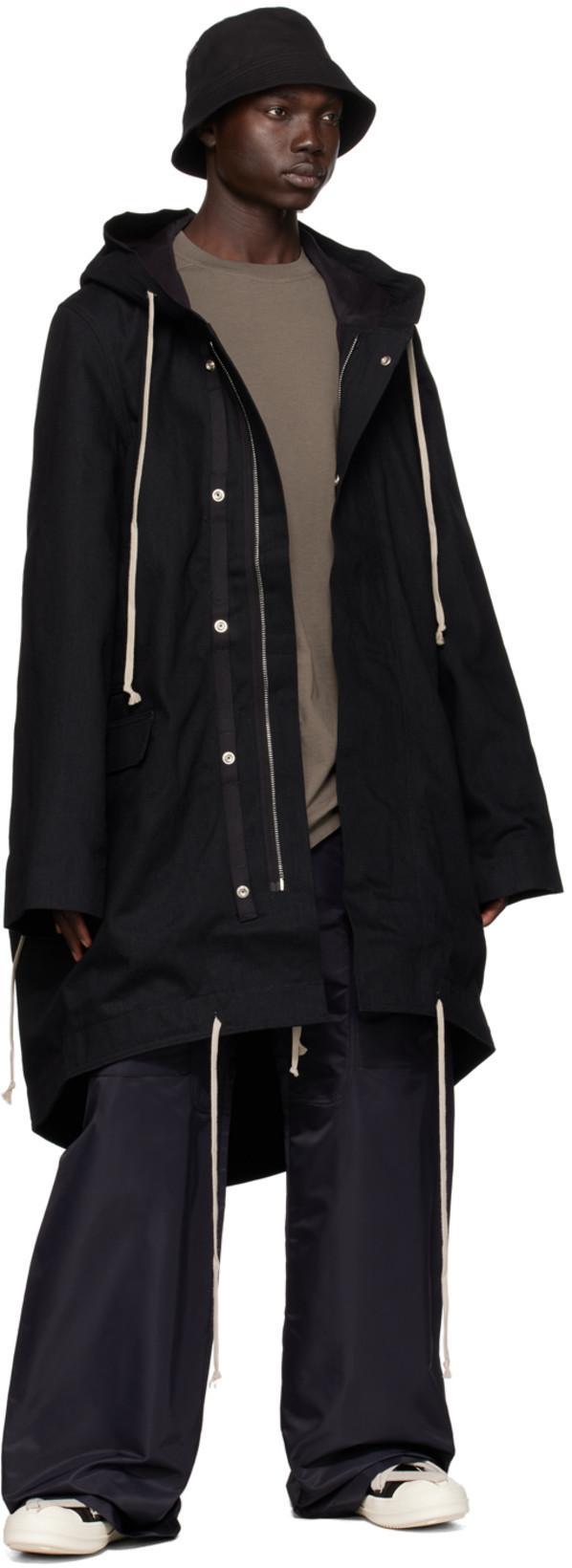 RICK OWENS DRKSHDW 'fishtail' Black Parka With Drawstring Hood And Hem