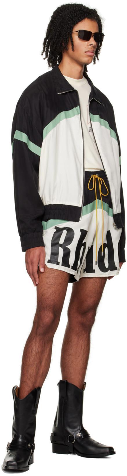 RHUDE Awakening Striped Track Jacket In Black Green Creme