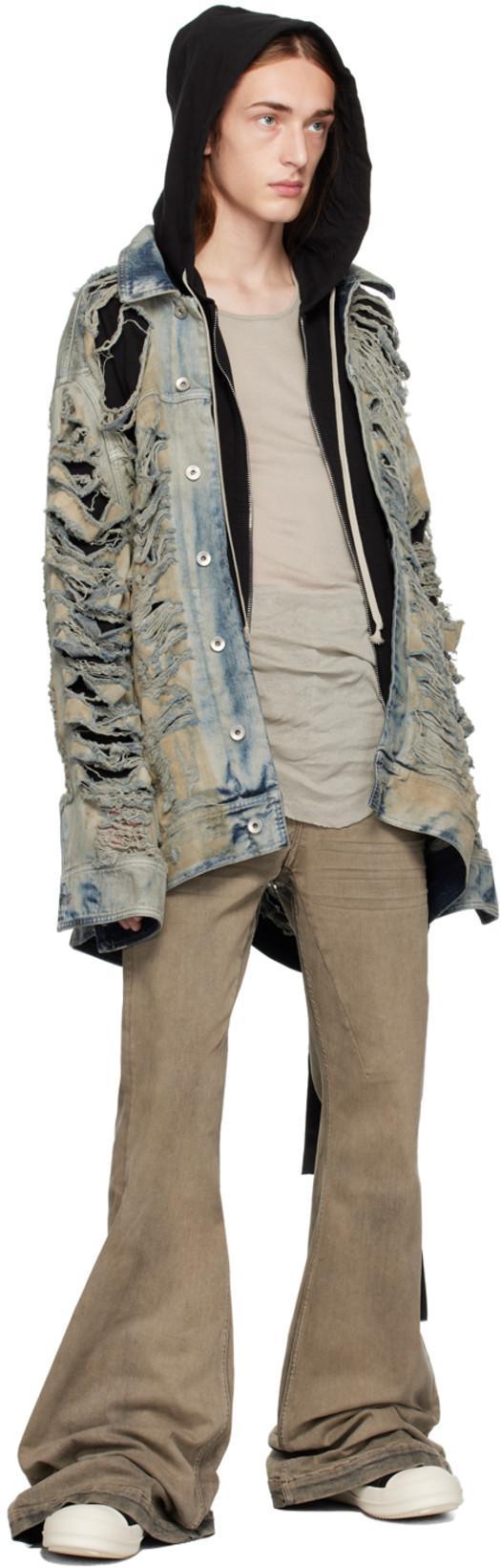 RICK OWENS DRKSHDW Asymmetrical Hem Long Sleeve Hoodie In Animal Print