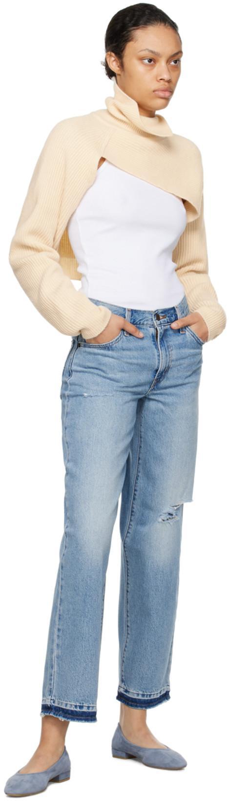 MARINE SERRE White Moon Logo Ribbed Jersey Tank Top In Gray