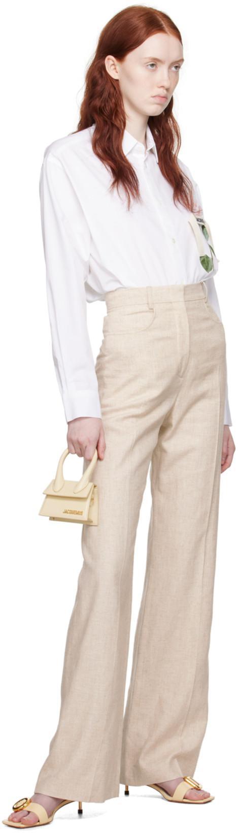 JACQUEMUS Le Pantalon Sauge Flared Trousers In Weiss