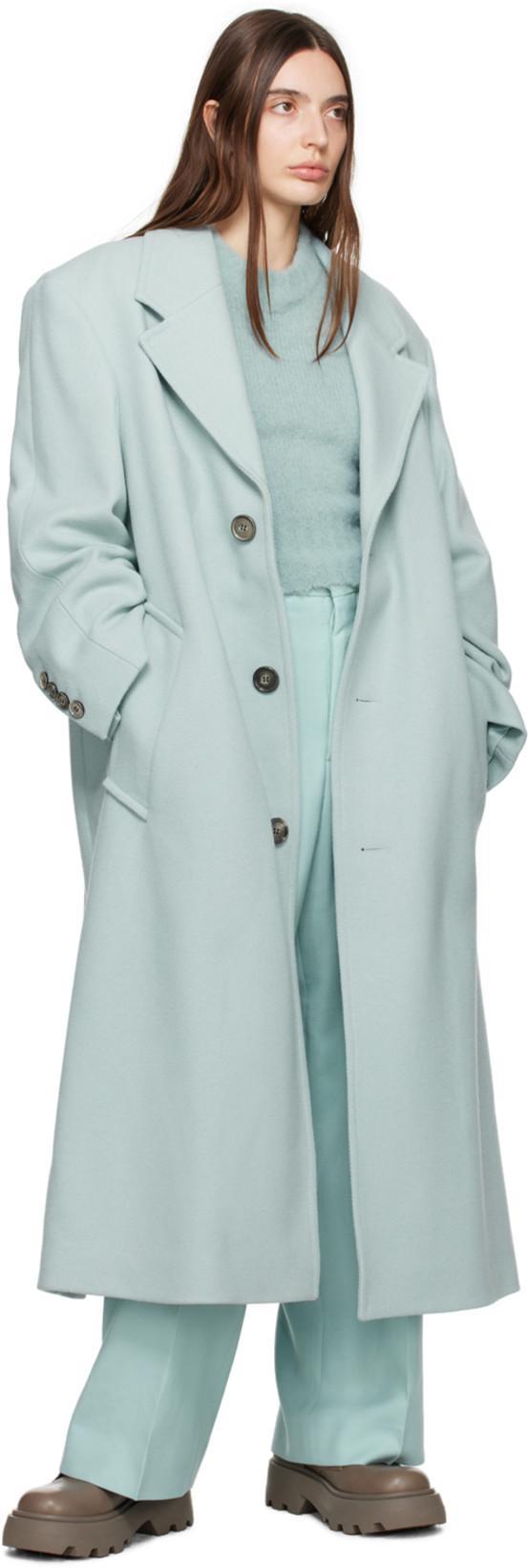 AMI ALEXANDRE MATTIUSSI Ami Paris Aquamarine Single-breasted Coat In Blue
