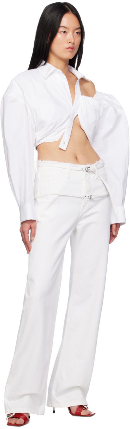 JACQUEMUS La Chemise Galliga Cotton Crop Shirt In White