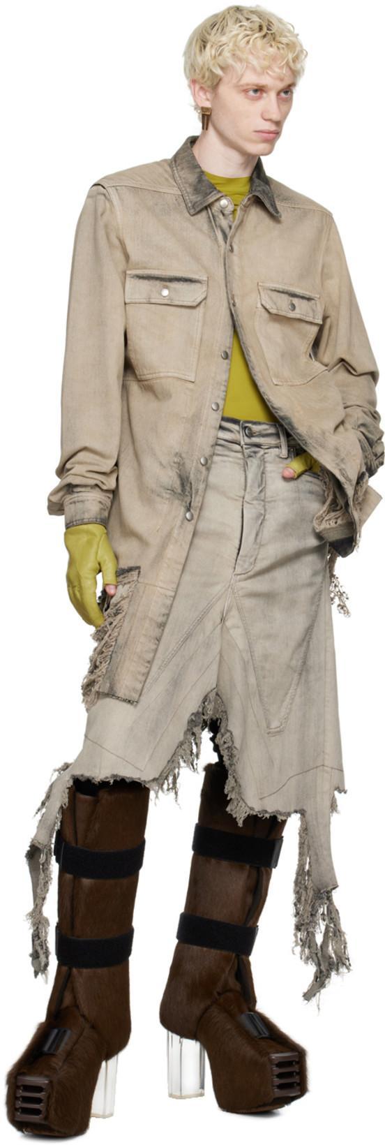 RICK OWENS Yellow Short Ribcuff Gloves In 32 Acid