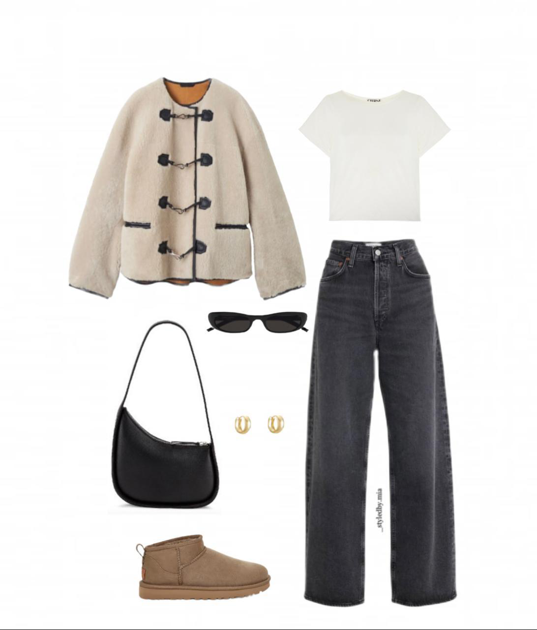 THE ROW Half Moon Black Leather Bag In Black Pld