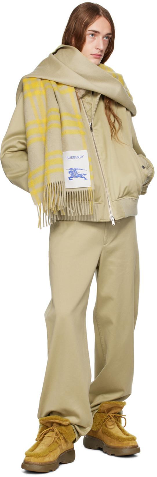 BURBERRY Bomber-style Coat With Plush Collar In Green