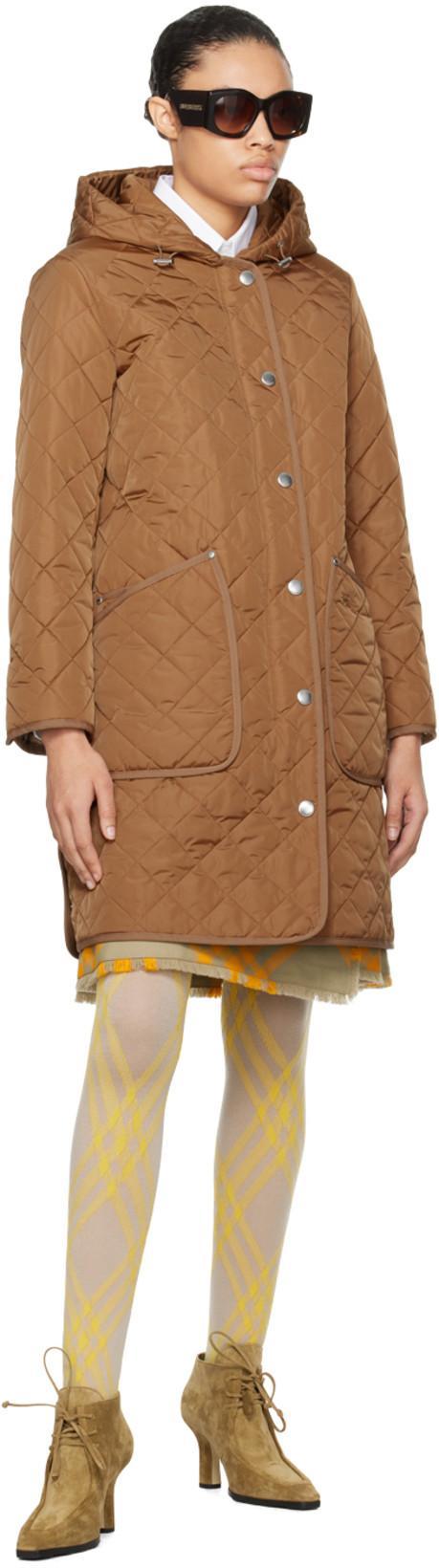 BURBERRY Hooded Quilted Padded Shell Coat In Dusty Caramel