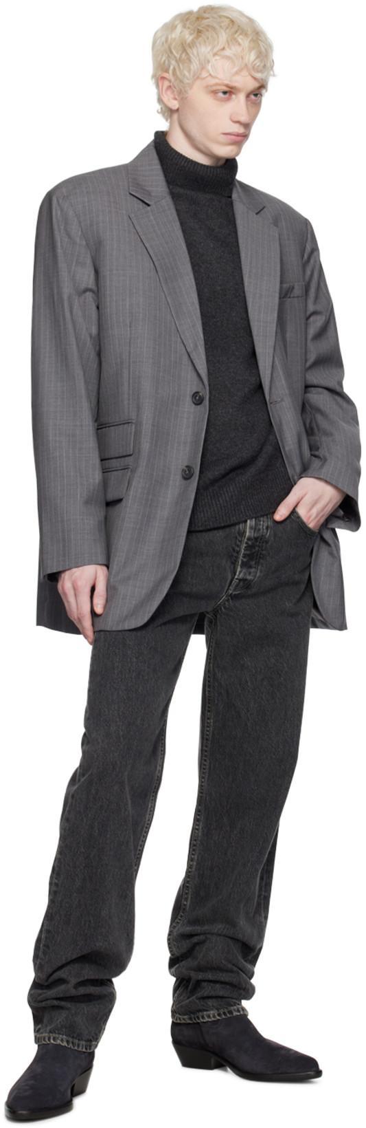 HELMUT LANG Oversized Wool Blazer In Grey