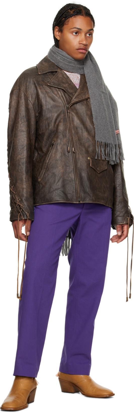ACNE STUDIOS Leather Biker Jacket In Brown