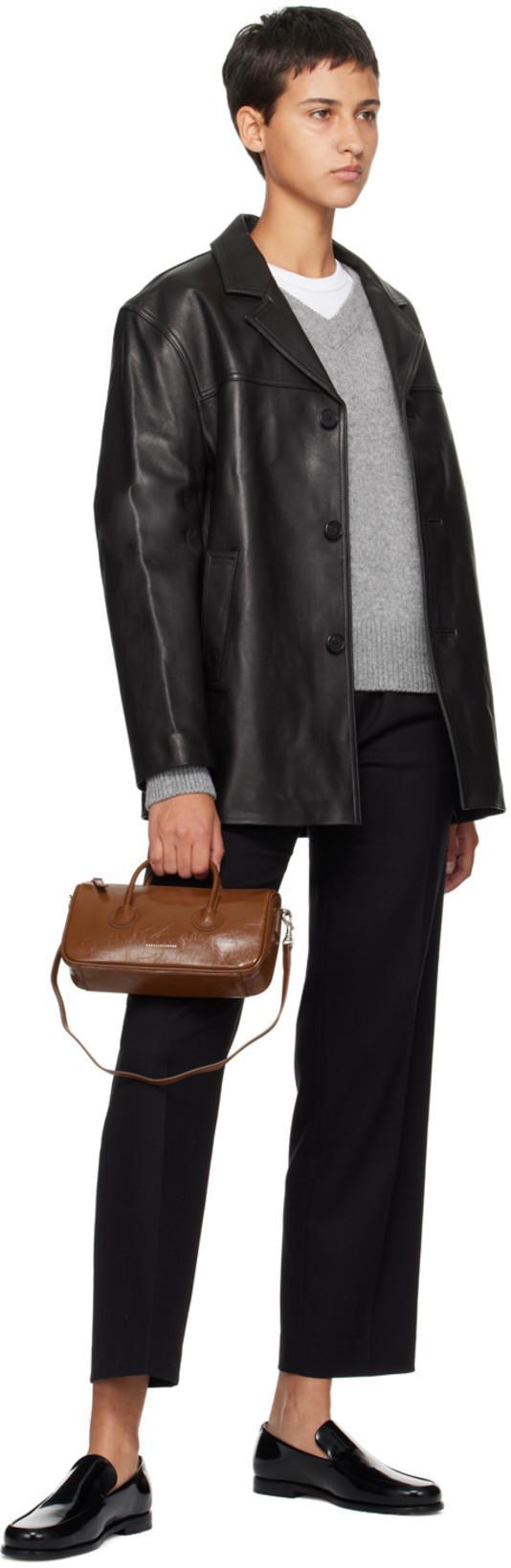 KHAITE Black Alessio Brushed Calf Leather Loafers