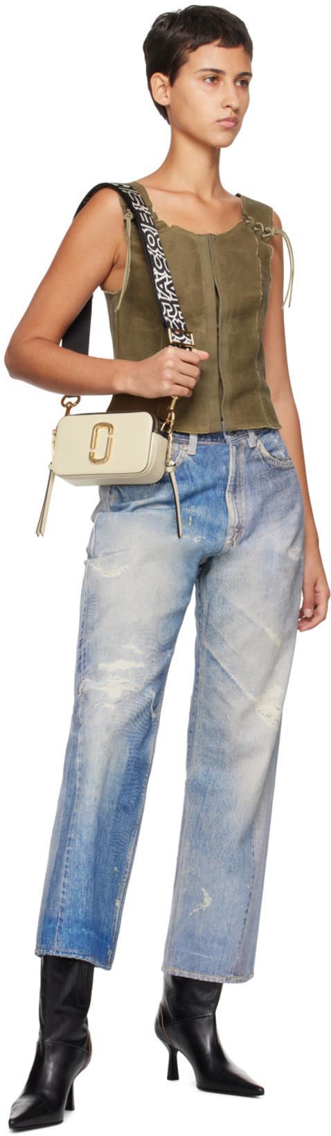 MARC JACOBS Snapshot Bag In White Leather