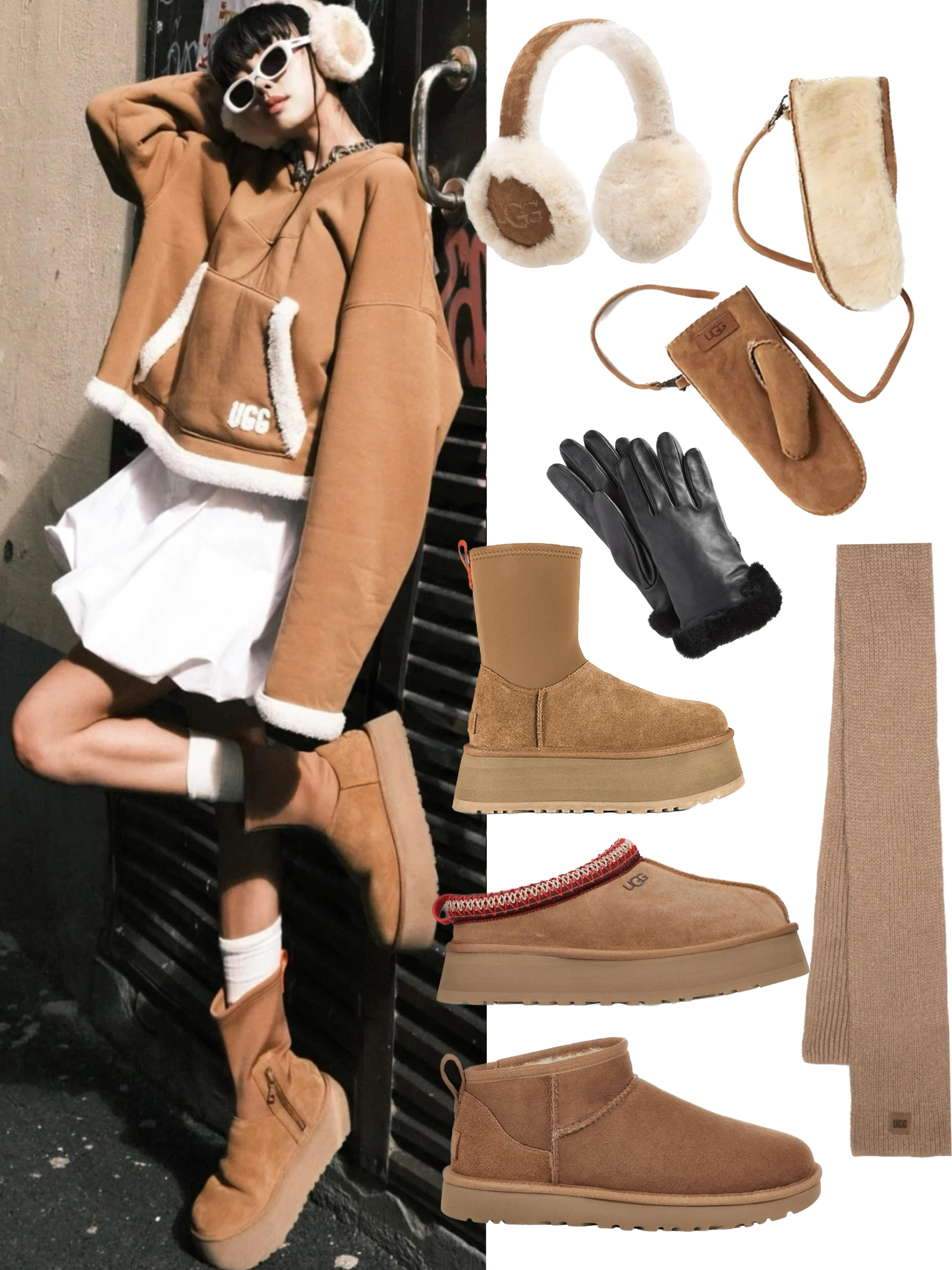 UGG Tasman Beige Plaited Hem Mules In Suede Woman In Brown