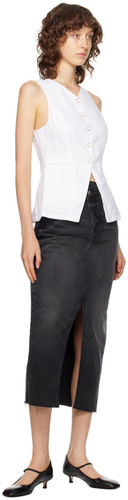 REFORMATION Aspen Sleeveless Linen Cutaway Vest In White