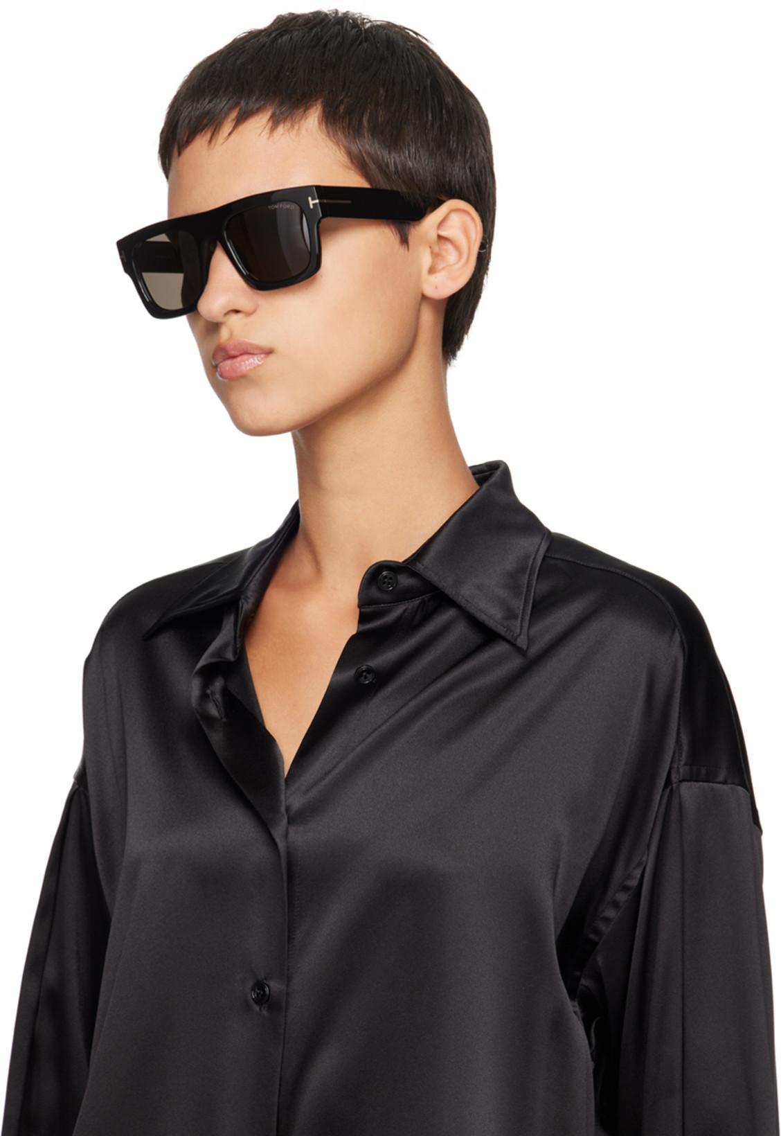 TOM FORD Stretch Silk Satin Relaxed Fit Shirt Clothing In Black