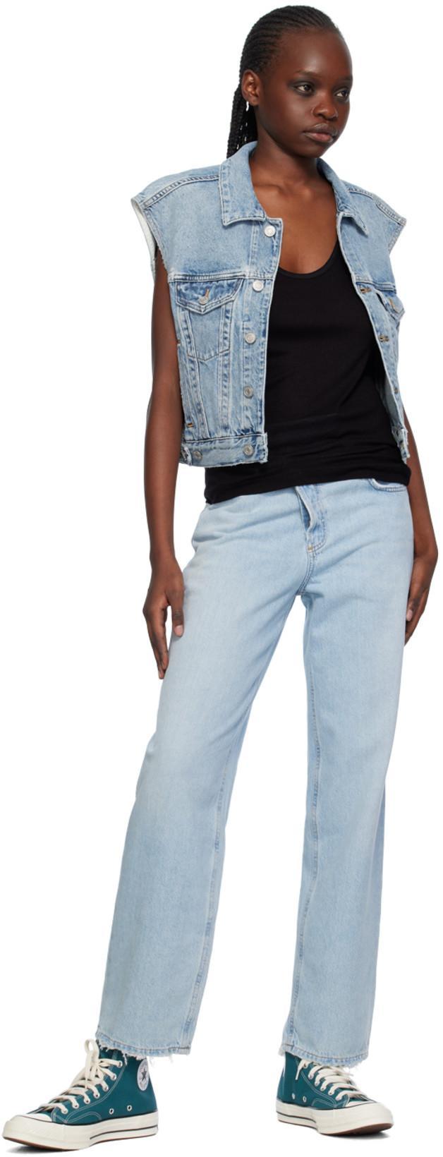 AGOLDE Criss Cross Cotton Straight Jeans In Blue