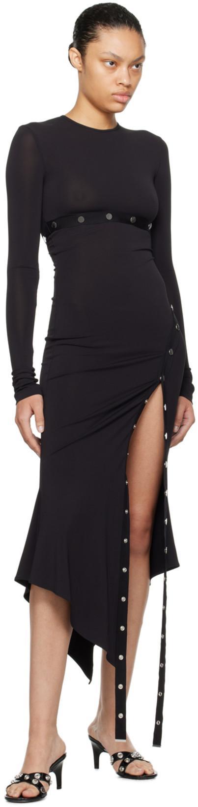 ATTICO Black Midi Dress With Snap Buttons