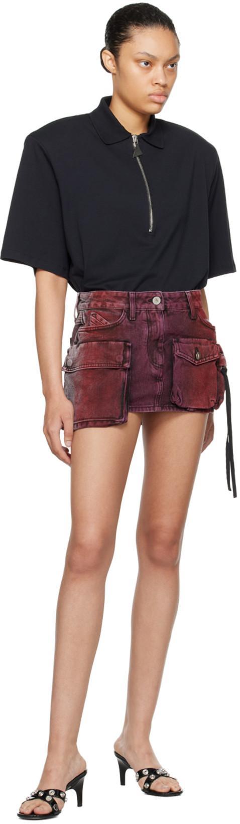 ATTICO Red & Gray Fay Denim Miniskirt In 576 Red And Purple