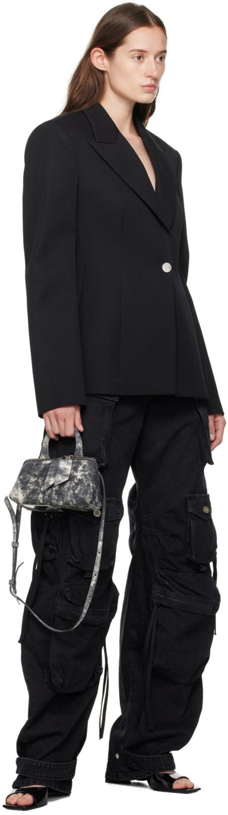 ATTICO Fern Crystal Cargo Denim Pants In Black