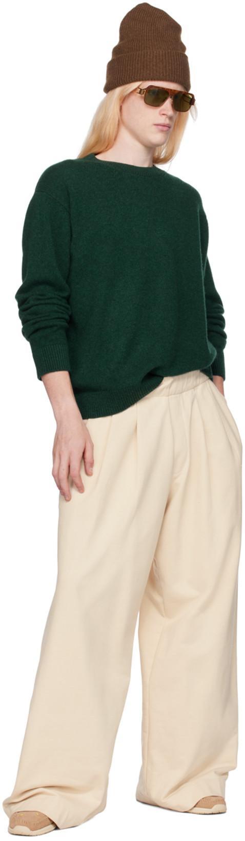 THE ELDER STATESMAN Green Simple Sweater In 350 Willow