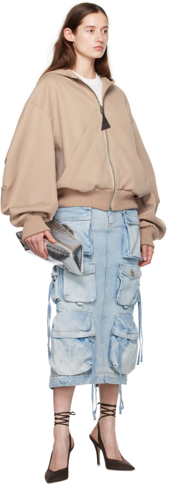 ATTICO Cargo Denim Skirt In Blue