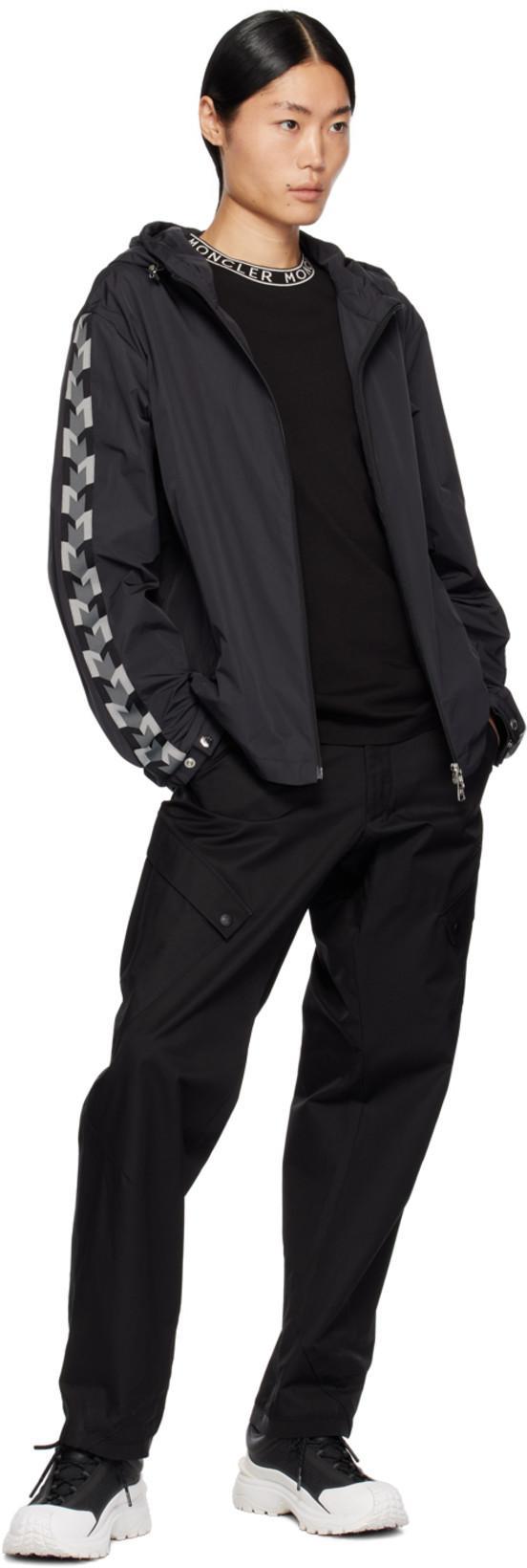 MONCLER Flocked Logo Cotton T-shirt In Black