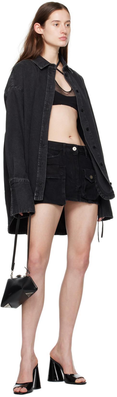 ATTICO Amos Criss-cross Bralette Top In Black