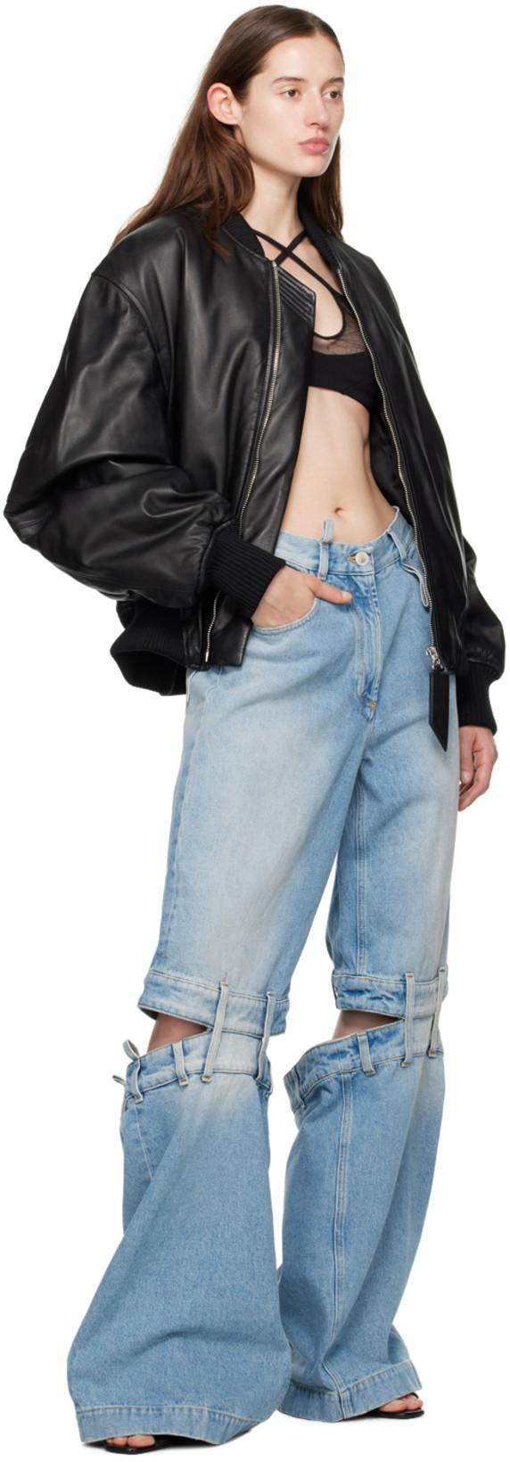 ATTICO Anja Bomber Leather Jacket In Black