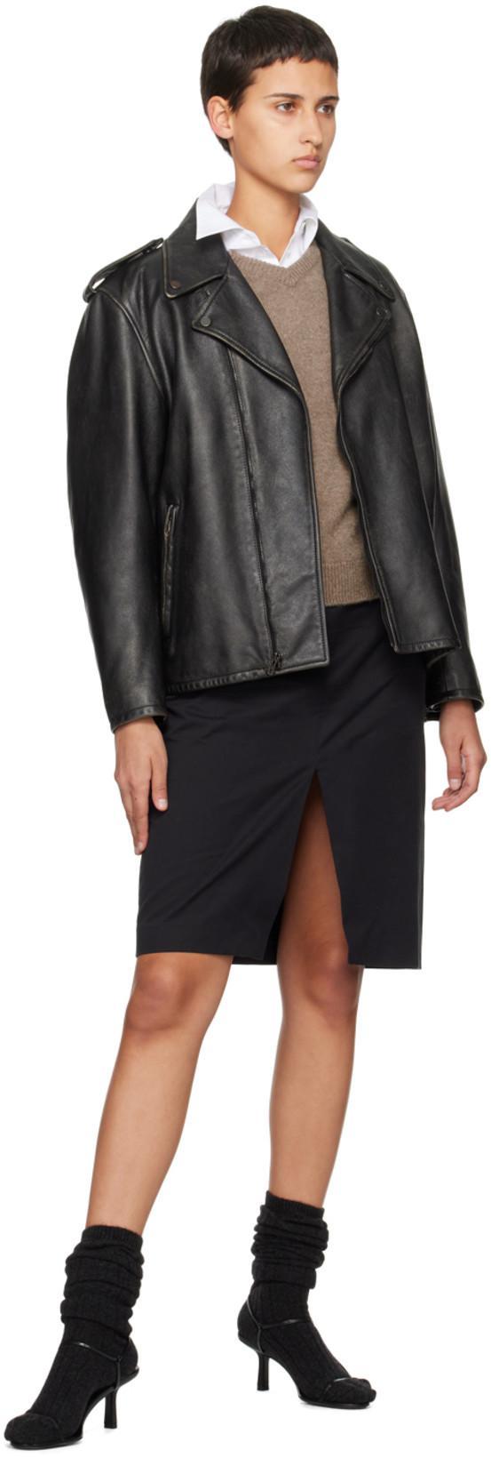 THE ROW Bare Black Leather Sandals