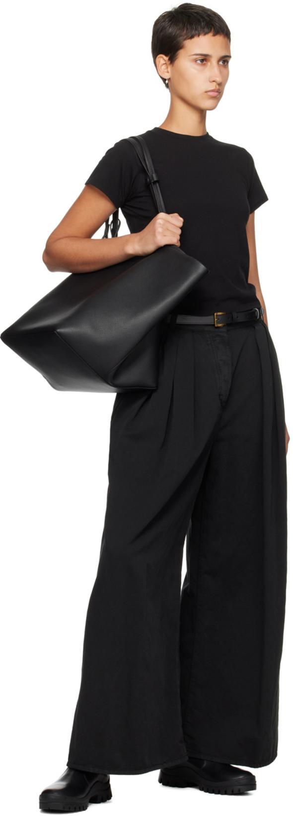 THE ROW Park Three Nubuk Leather Tote Bag In Black Ans