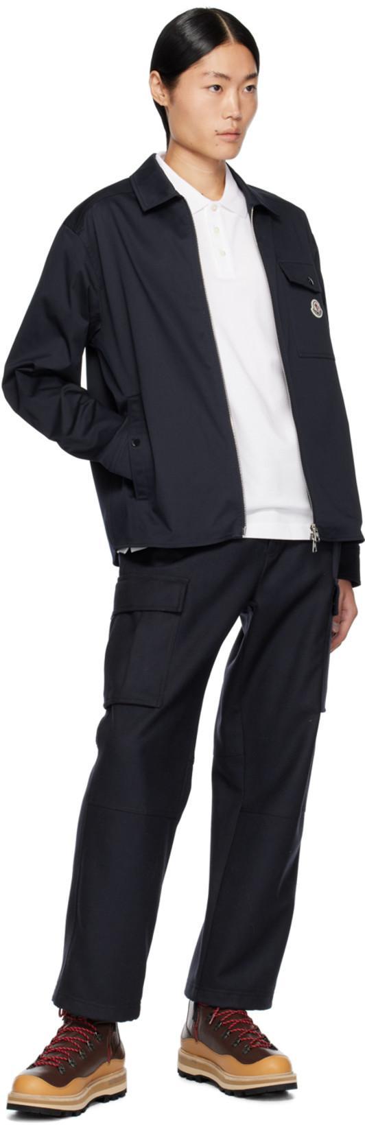 MONCLER Cotton Stretch Garbardine Zip-up Shirt Jacket In Navy