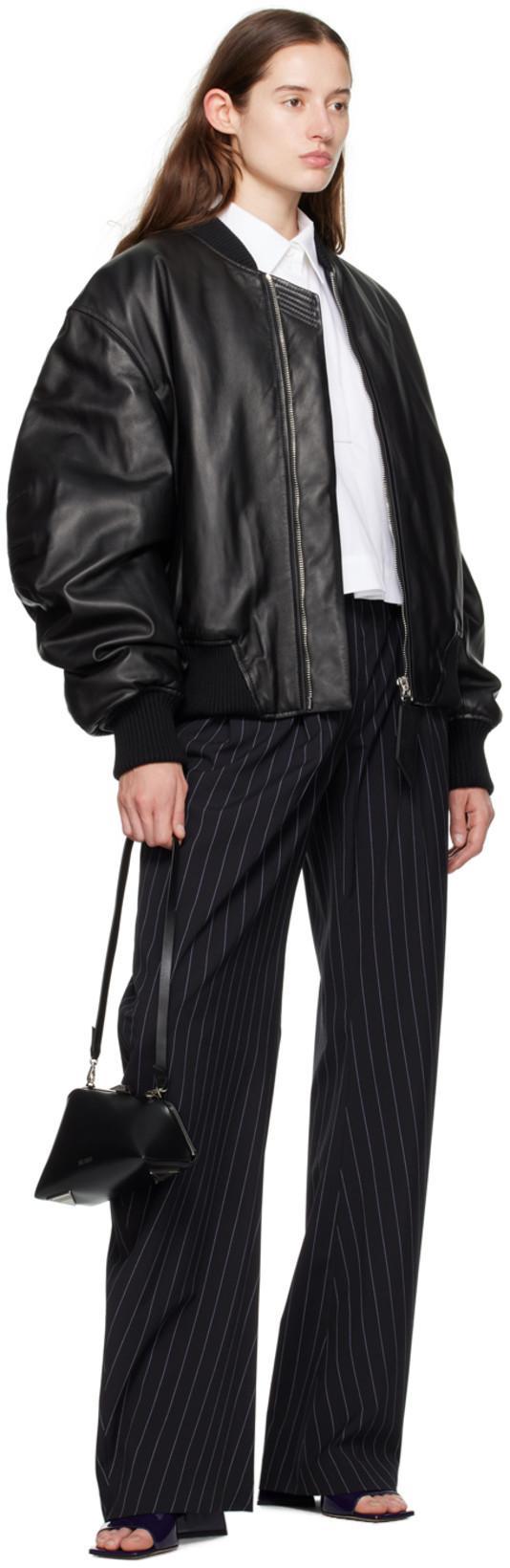 ATTICO Anja Bomber Leather Jacket In Black