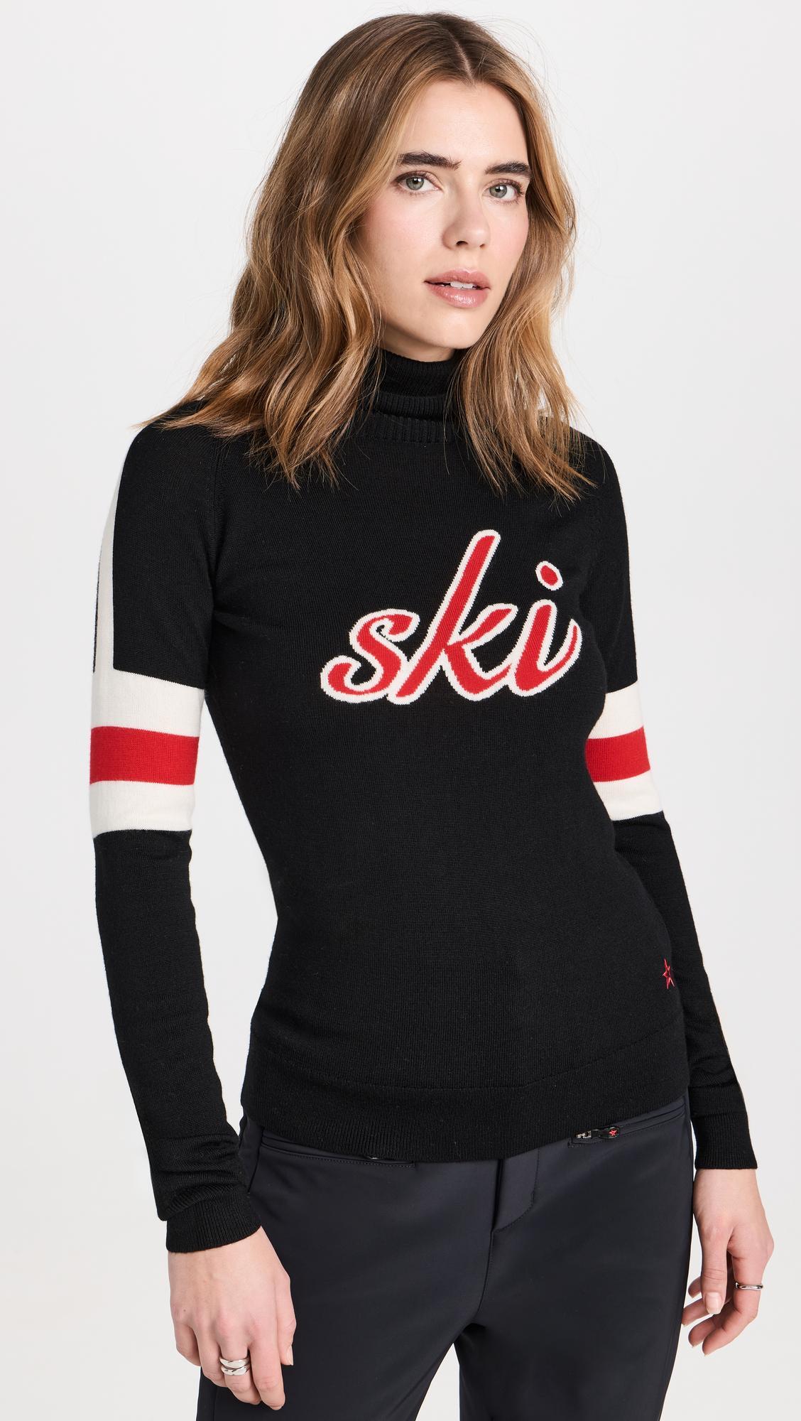 PERFECT MOMENT Neve Intarsia Merino Wool Turtleneck Sweater In Black