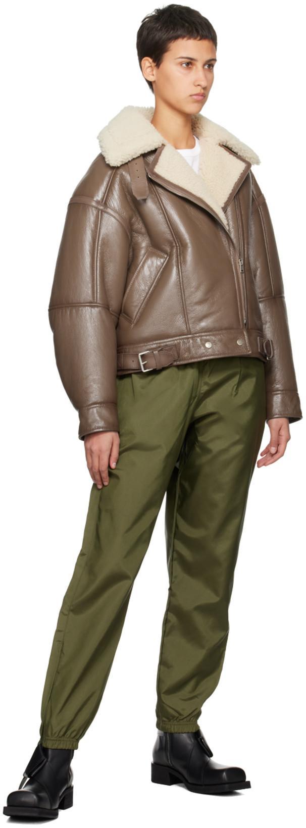 ACNE STUDIOS Lakota Shearling-trimmed Leather Biker Jacket In Brown Light Camel