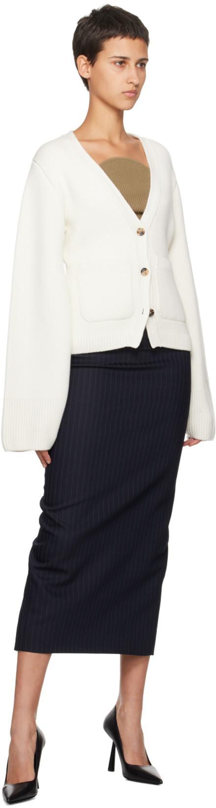 KHAITE Scarlet Cashmere Cardigan In White
