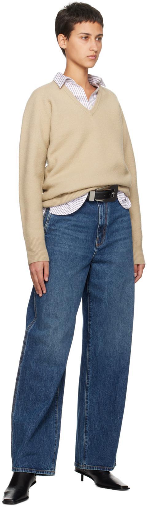 KHAITE Winslow Mid Rise Denim Baggy Jeans In Blue