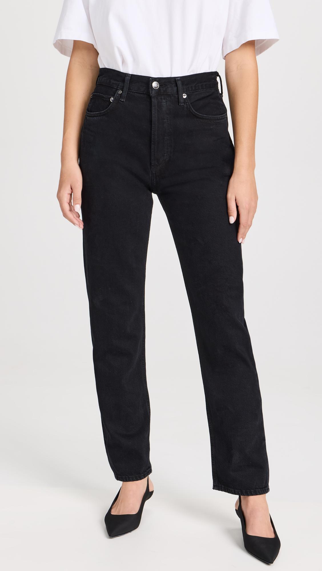 AGOLDE Black 90s Pinch Waist High Rise Straight Jeans In Paradox