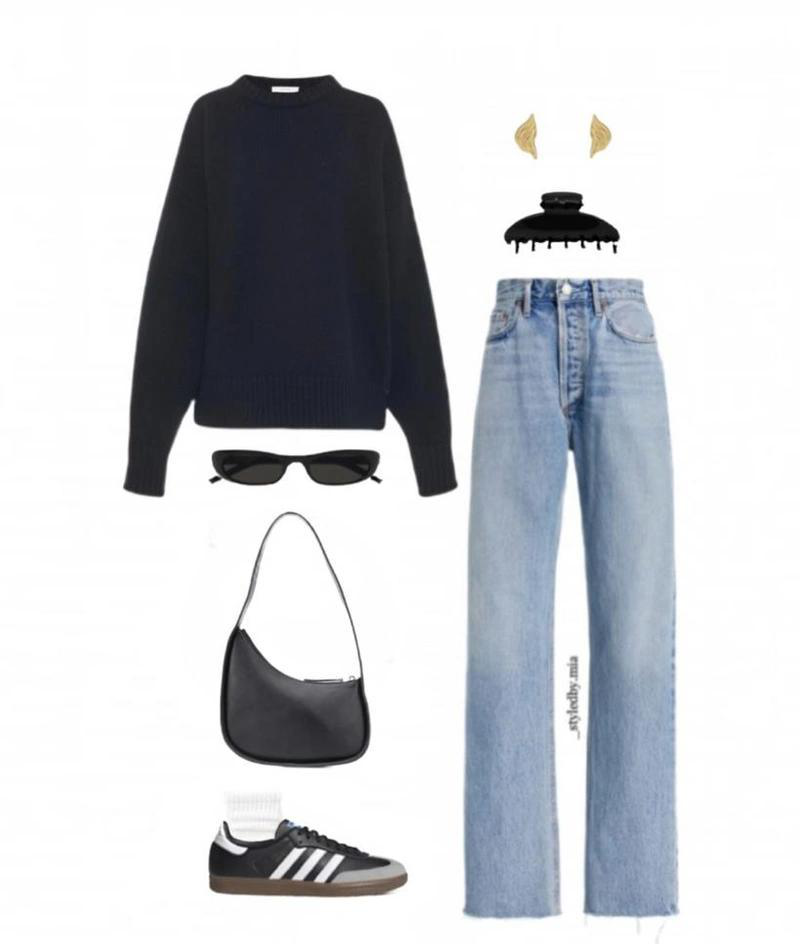 THE ROW Half Moon Black Leather Bag In Black Pld