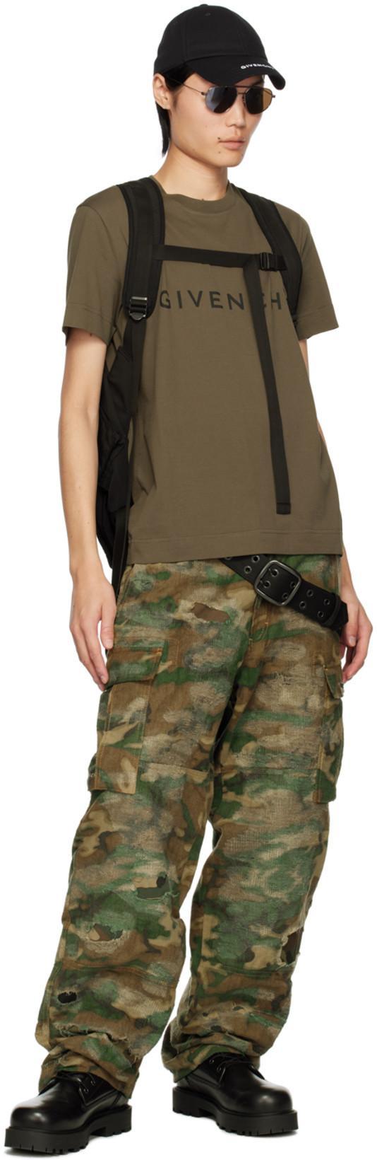 GIVENCHY Slim Fit Logo Cotton T Shirt In Khaki