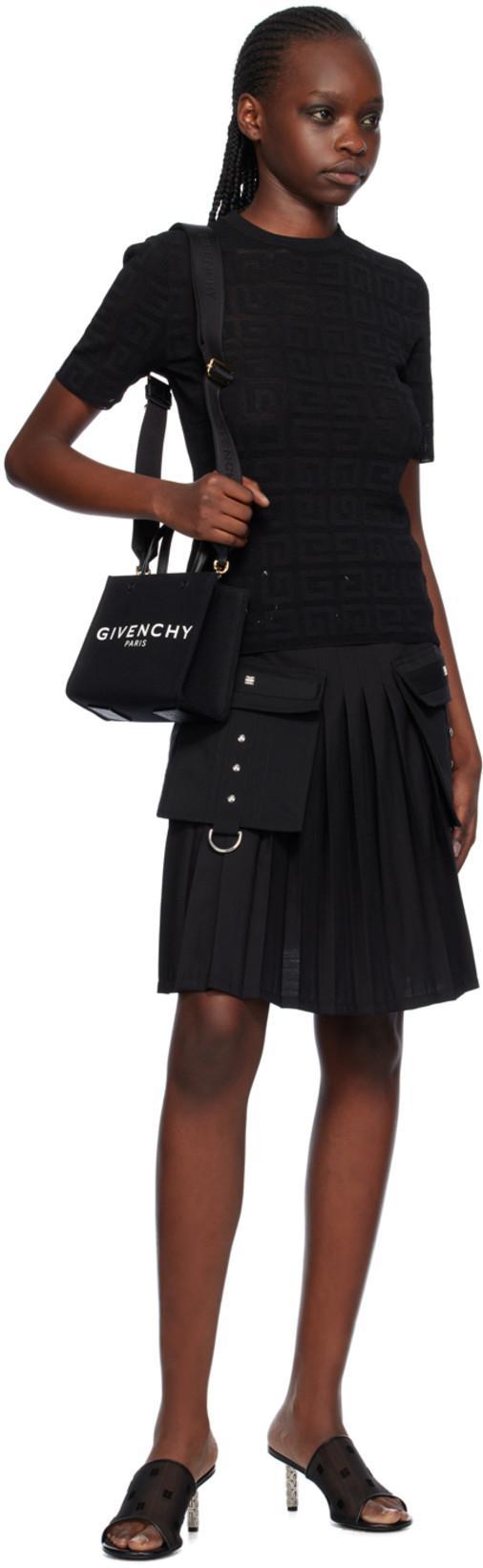 GIVENCHY 4g-motif Knitted Short-sleeve Top In Black