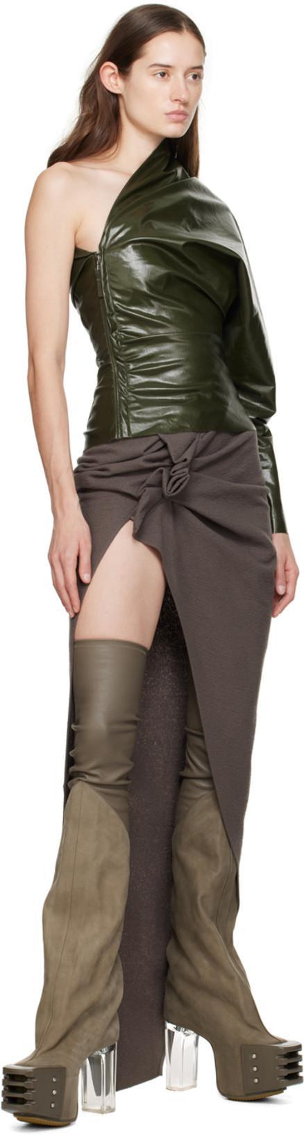 RICK OWENS Gray Flared Platform Boots In 340 Dust/clear