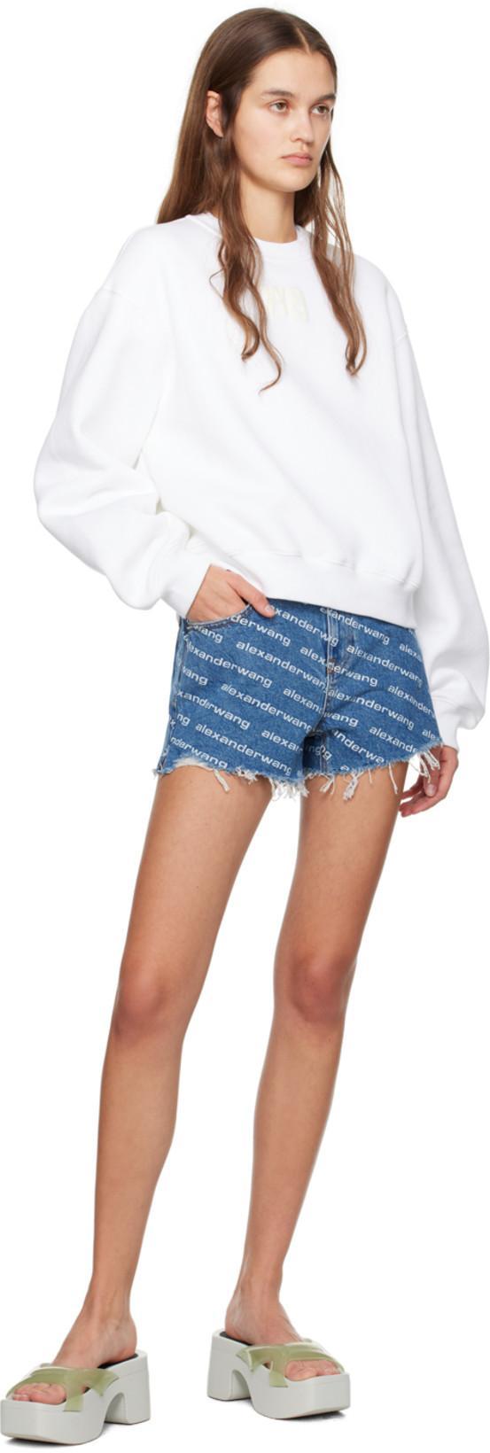 ALEXANDER WANG Bite Logo Cotton Denim Shorts In Multicolor