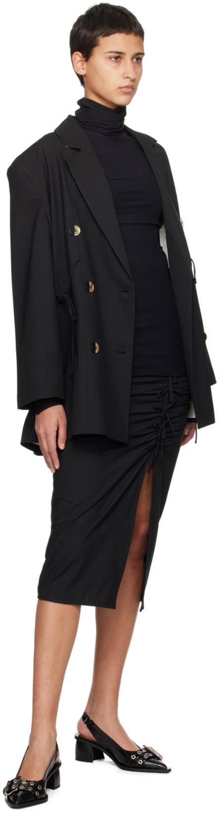 GANNI Oversized String-tie Double-breasted Blazer In Black