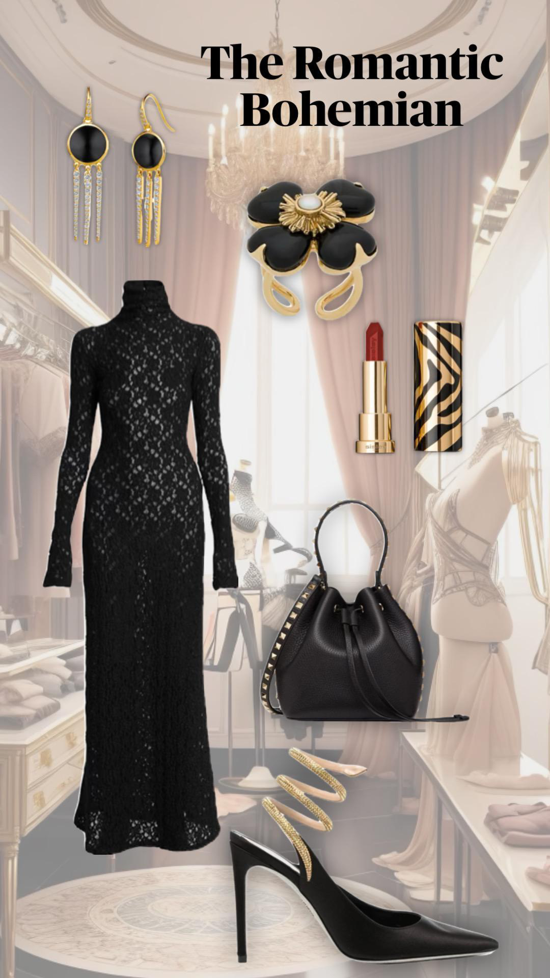 VALENTINO GARAVANI Valentino Rockstud Grainy Leather Bucket Bag In Black