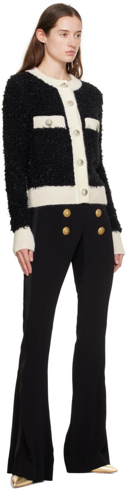 BALMAIN Buttoned Textured Knit Cardigan In Black
