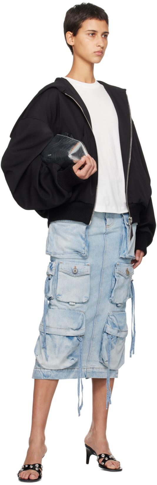 ATTICO Oversized Black Hooded Bomber Jacket