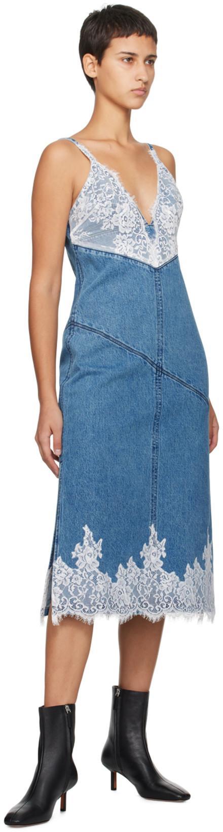 3.1 PHILLIP LIM Denim Slip Dress With Lace In Blue