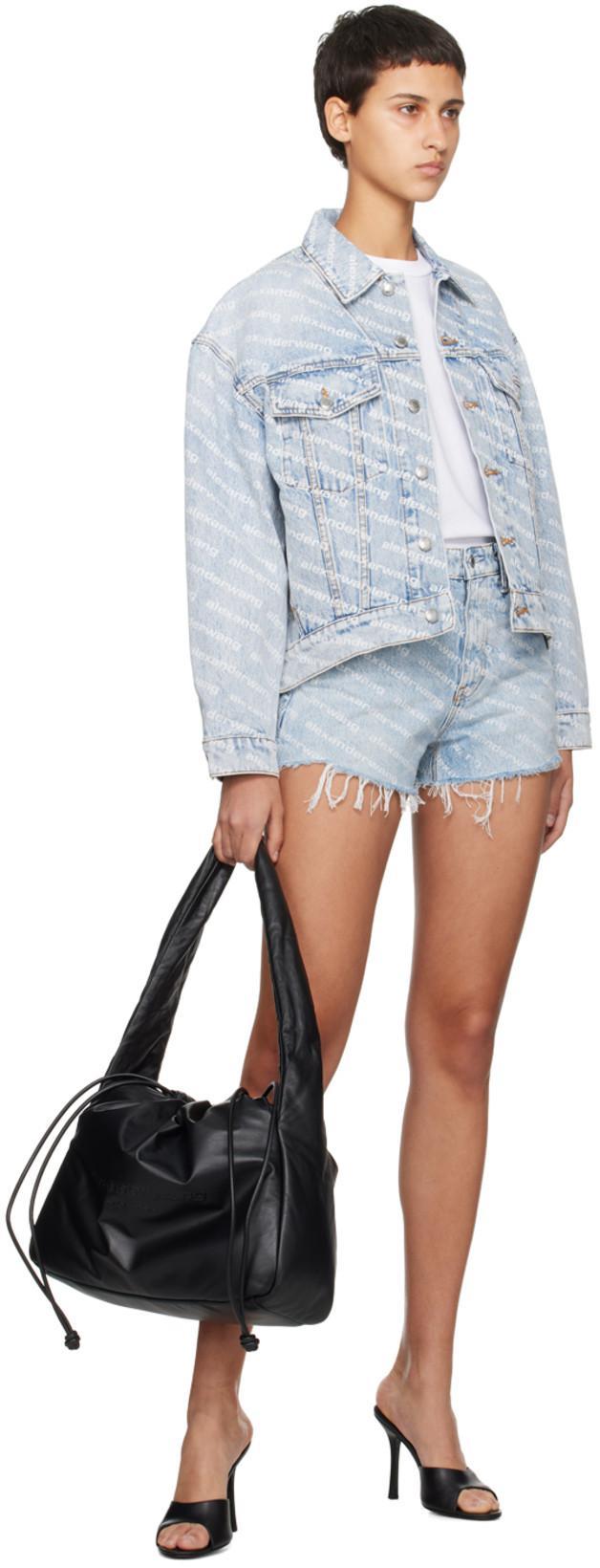 ALEXANDER WANG Falling Back Logo-print Denim Jacket In Blue