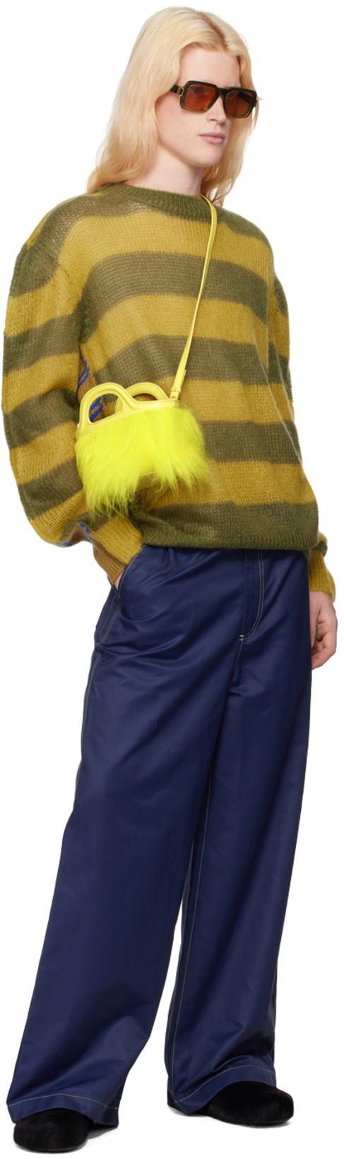 MARNI Faux Fur Round Toe Sandals In Black