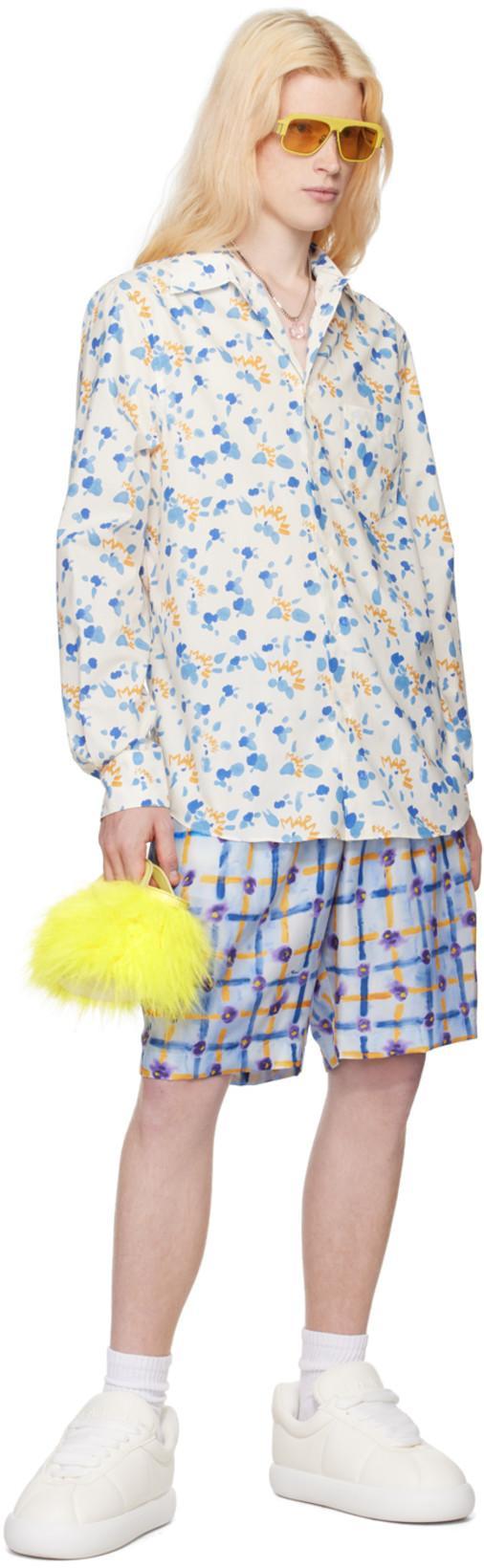 MARNI Bermudas Aus Seide Mit Print In Light Blue